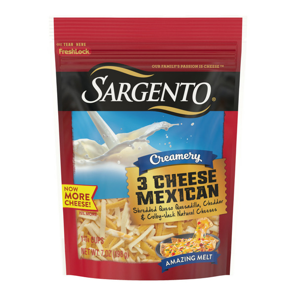 Sargento Creamery Shredded Three Cheese Mexican Natural Cheese
