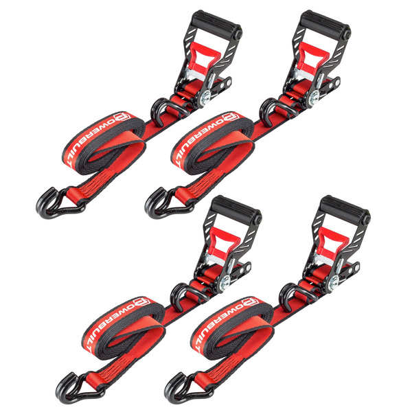 Powerbuilt 4-Piece Ratchet Tie Down Set, 3.8 cm x 4.8 m