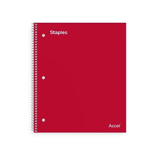 TRU RED 8.5" x 11" College Ruled 100-Sheet Premium Red 1-Subject Notebook