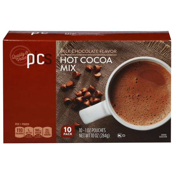 PICS Hot Cocoa Mix, Milk Chocolate Flavor, 10 Pack Same-Day