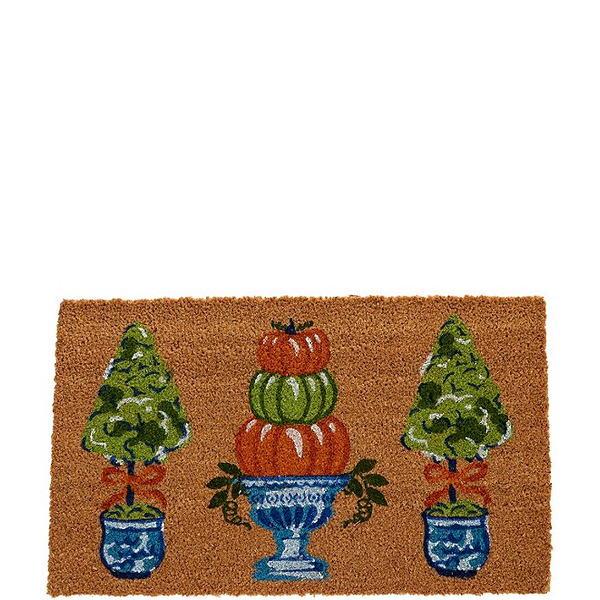 Southern Living Halloween Collection Pumpkin Topiary Vinyl Backed Coir Doormat