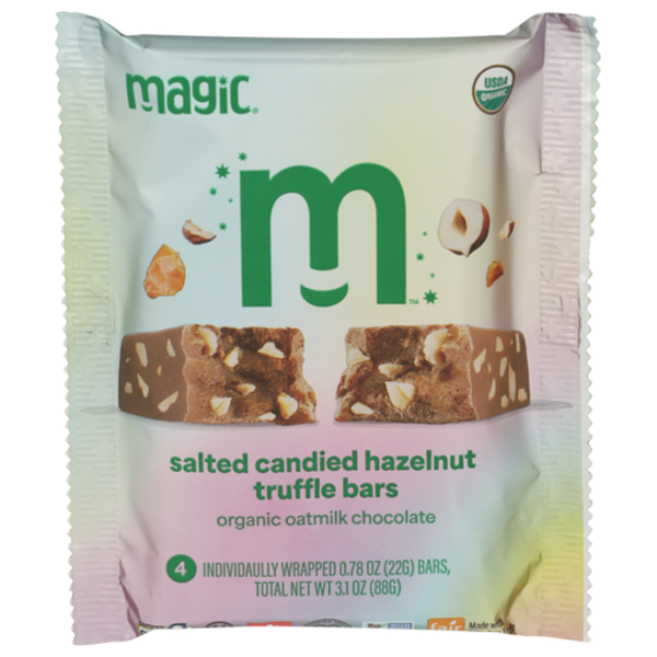 Magic Chocolate Organic Salted Candied Hazelnut Truffle Bars 4 Pack