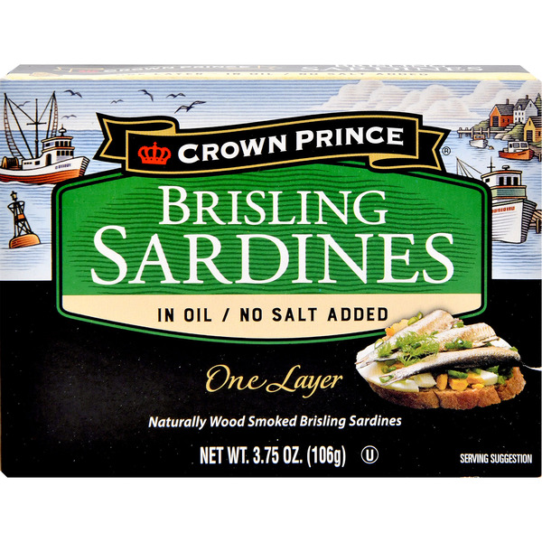 Crown Prince Sardines, in Oil/No Salt Added, Brisling, One Layer