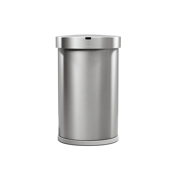 simplehuman Brushed Stainless Steel Semi Round Sensor Trash Can