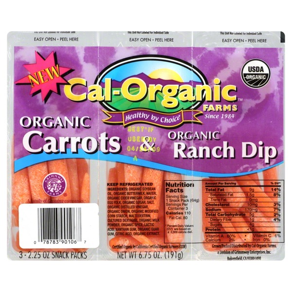 Cal Organic Farms Carrots & Ranch Dip, Organic (2.25 oz) from Safeway