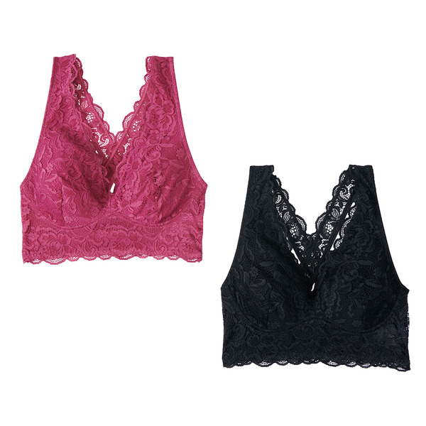 ALDI Serra Ladies Comfort Lace Bralette, XL - Black & Red Same-Day ...
