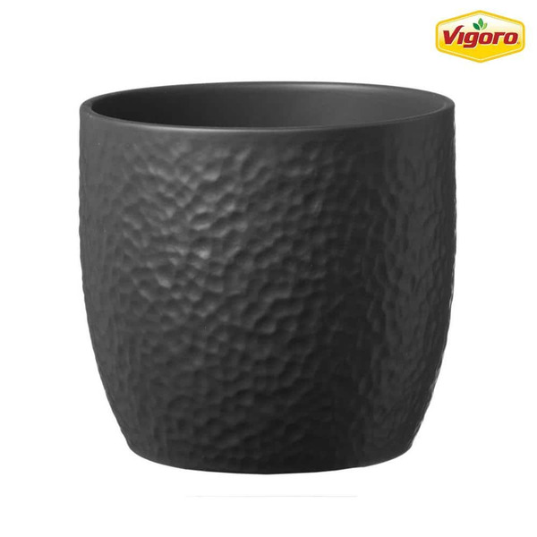 Vigoro Ellory Medium Matte Black Ceramic Planter (8.3 In. L X 8.3 In. W X 7.9 In. H)