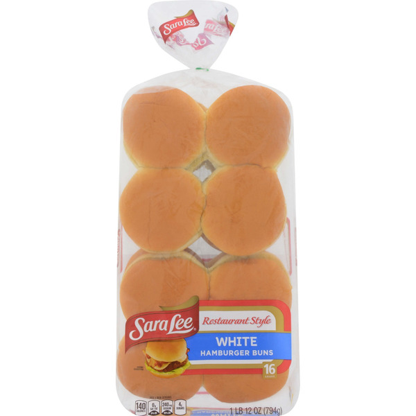 Sara Lee Restaurant Style White Hamburger Buns, 16 count