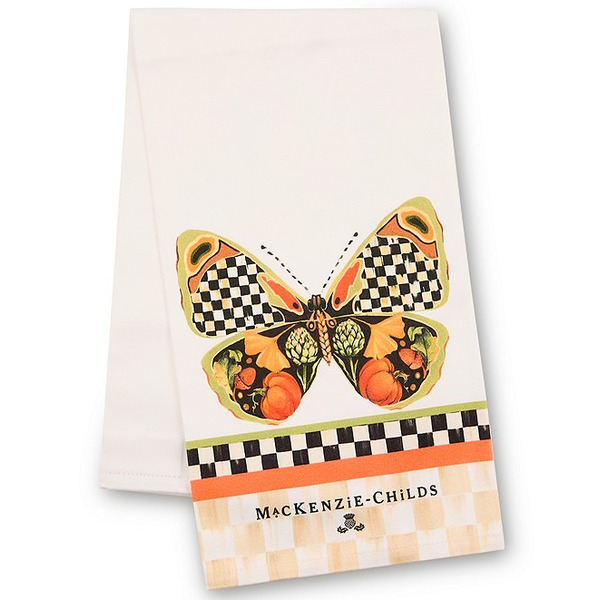 Mac Kenzie-Childs Harvest Check Monarch Butterfly Dish Towel