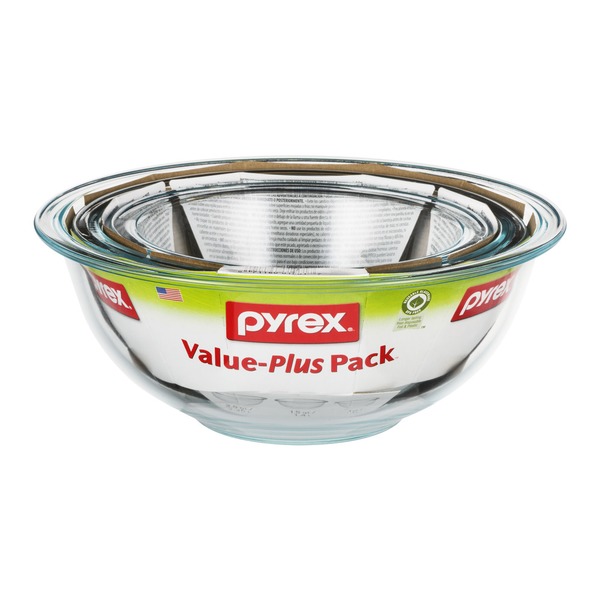 Pyrex Value-Plus Pack Glass Bowls - 3 Piece Same-Day Delivery or