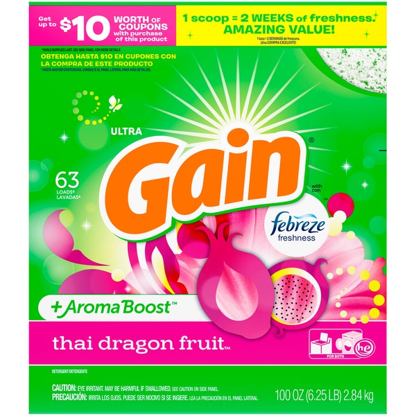 Gain Powder Laundry Detergent for Regular and HE Washers, Thai Dragon