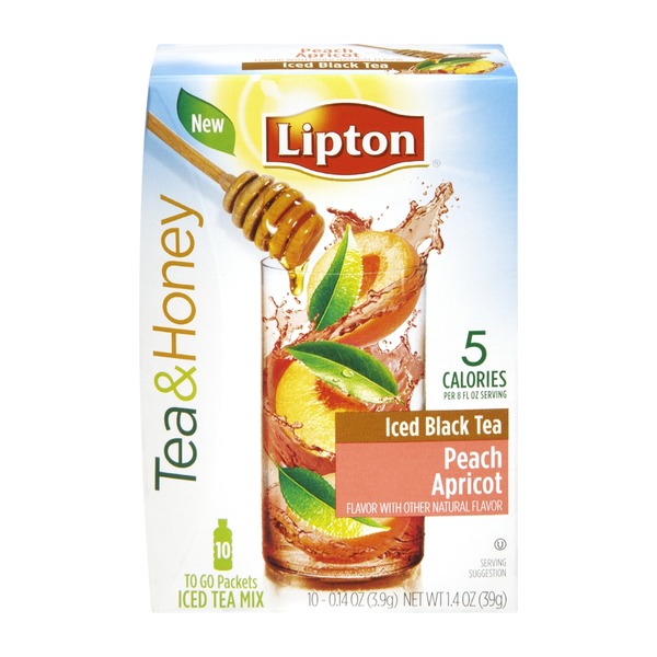Lipton Tea & Honey Peach Apricot Iced Black Tea ToGo Packets 10 ct (1.