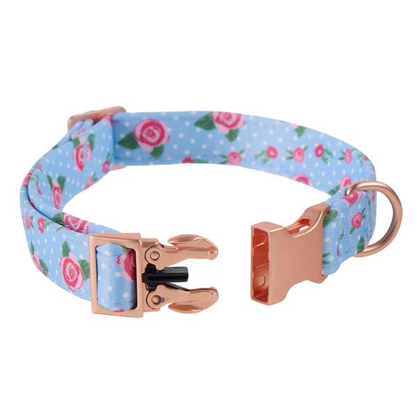 Top Paw Rose Dog Collar, Small - Blue