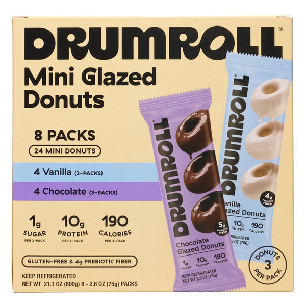 Drumroll Mini Glazed Donuts Variety Pack, 8-count