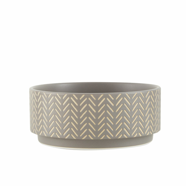 Top Paw Etched Ceramic Dog Bowl - Grey