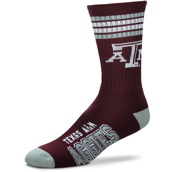 For Bare Feet Texas A&M Aggies 4-Stripe Deuce Crew Socks