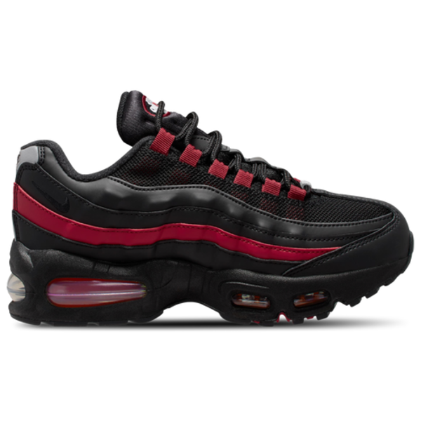 Nike Boys' Air Max 95 BB Leather Running Shoes, Size 5 - Black/Wolf Grey/Crimson