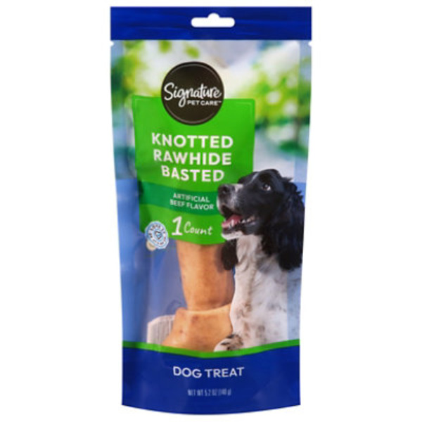 Signature Pet Bone, Rawhide Knotted, Beef Basted, 9 Inch