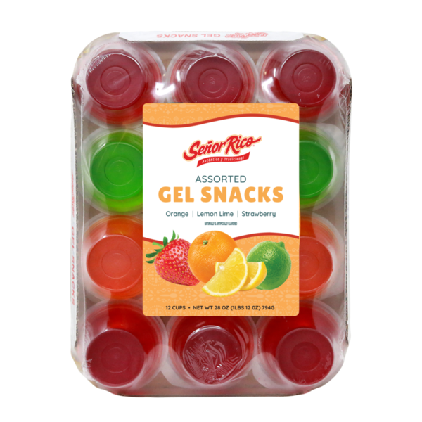 Señor Rico Gel Snacks, Lemon Lime, Strawberry, & Orange, 12 Pack