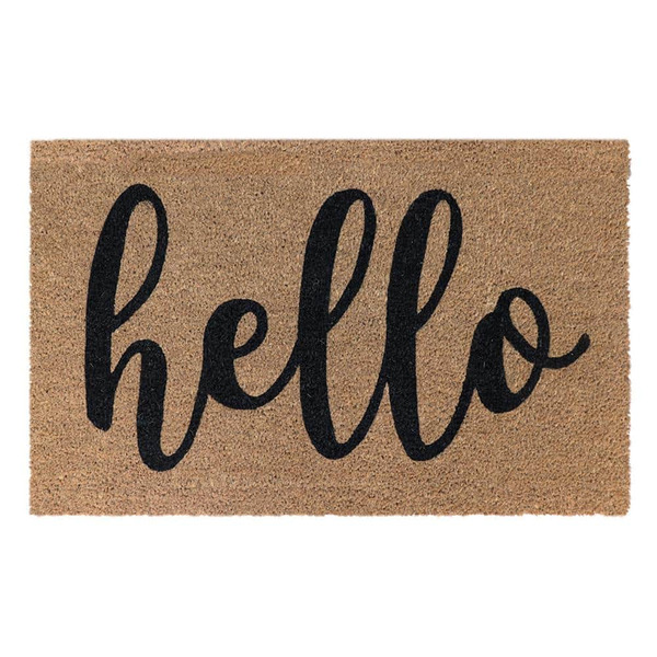 Stylewell Welcome Hello Natural 18 In. X 30 In. Coir Non-slip Indoor Outdoor Door Mat