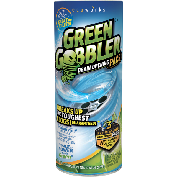 Green Gobbler Drain And Toilet Clog Opening Packs With Tool Drain Cleaner (3-count)