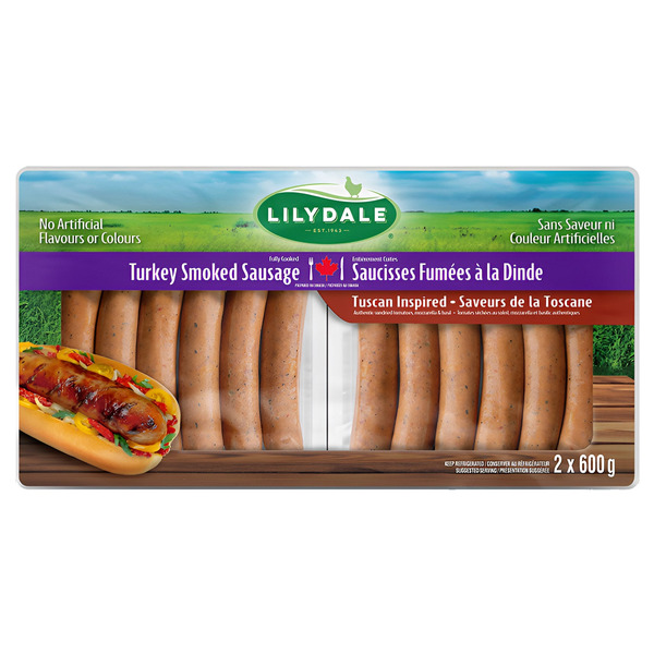 Lilydale Tuscan Inspired Turkey Smoked Sausage, 2 x 600 g