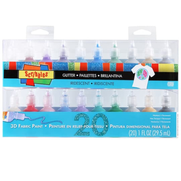 Scribbles Glitter & Iridescent 3D Fabric Paint Set