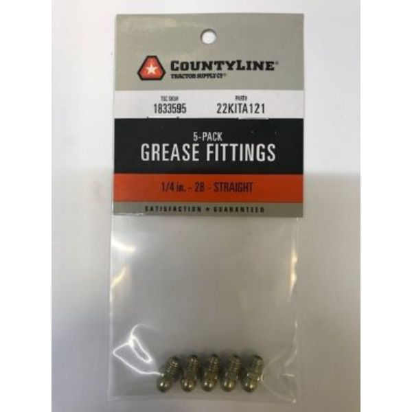 County Line 1/4 in. - 28 Straight Grease Fittings, 5-Pack
