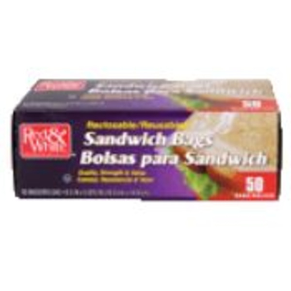 Red & White - Sandwich Bags Snap - 50 Ct
