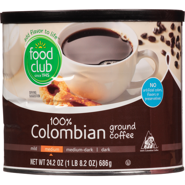 Food Club Coffee, Ground, Medium, 100% Colombian Same-Day Delivery