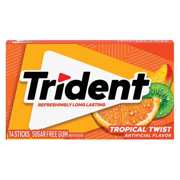 Trident Tropical Twist Sugar Free Gum, 14 Pieces Same-Day Delivery