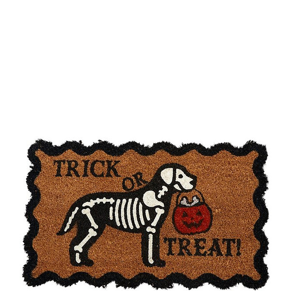 Southern Living Halloween Collection Glow In The Dark Skeleton Dog Scallop Edge Coir Door Mat