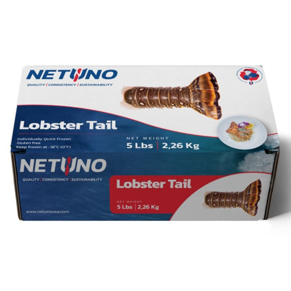 NETUNO Caribbean Lobster Tails 5 lb. Box - Deveined, Flash Frozen, 6oz.
