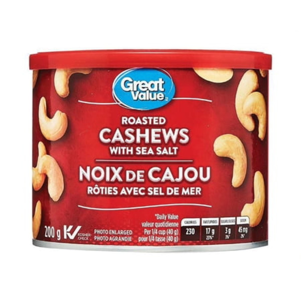Walmart Great Value Roasted Cashews with Sea Salt Same-Day Delivery ...
