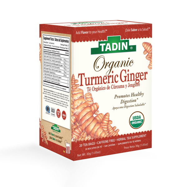 Tadin Organic Turmeric Ginger Tea, Caffeine Free Herbal Tea