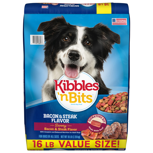 Kibbles 'n Bits Savory Bacon & Steak Flavor Dry Dog Food, 16 lb. Bag