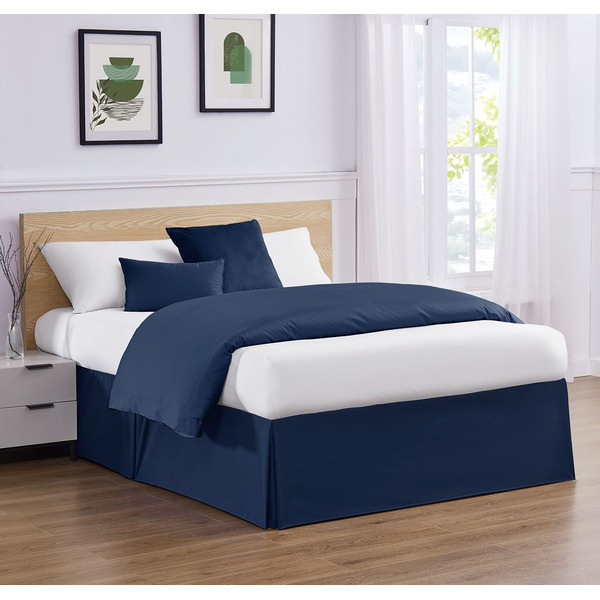 London Fog Queen Bed Skirt, 11 x 2.5 x 9 in - Blue & Navy