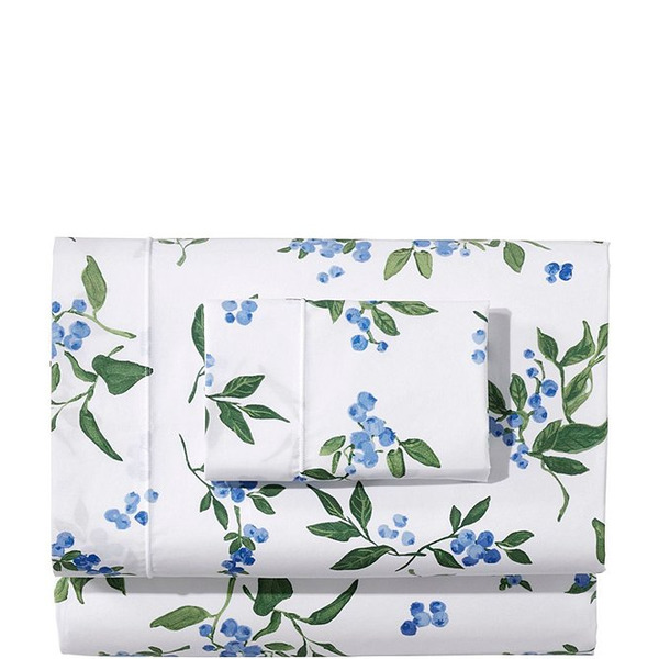L.L.Bean Jess Franks Blueberry Printed Cotton Percale Sheet Set