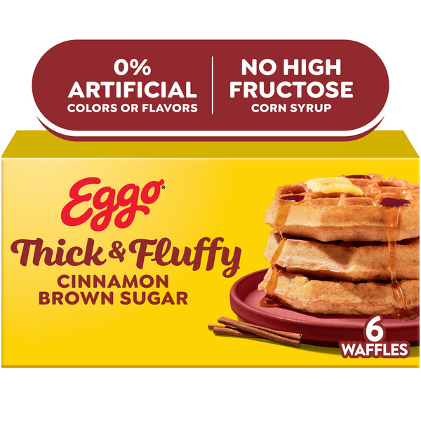 Eggo Thick and Fluffy Cinnamon Brown Sugar Waffles, Breakfast Food, 6 Count