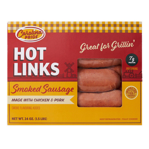 Carolina Pride Hot Links Smoked Sausage, Boxed