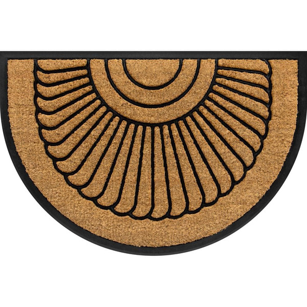 Stylewell Sunburst Natural Beige 24 In. X 36 In. Rubber And Coir Half Round Non-slip Outdoor Door Mat