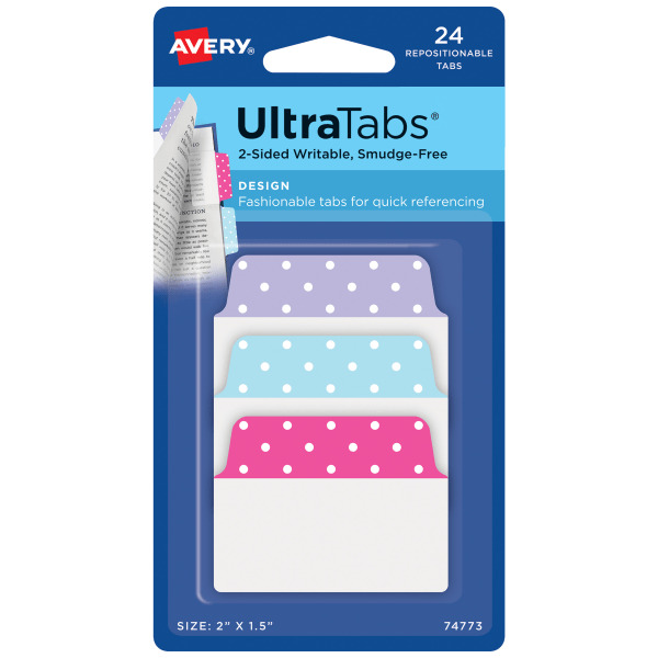 Avery Repositionable Tabs, 2-Side Writable, Smudge-Free
