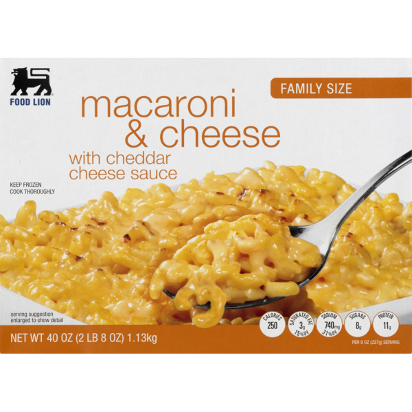 Food Lion Macaroni & Cheese, Cheddar Cheese Sauce, Family Size, Box (40