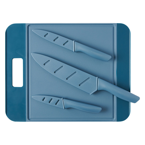 ALDI Crofton Cutting Board & Knives Set Blue SameDay Delivery or