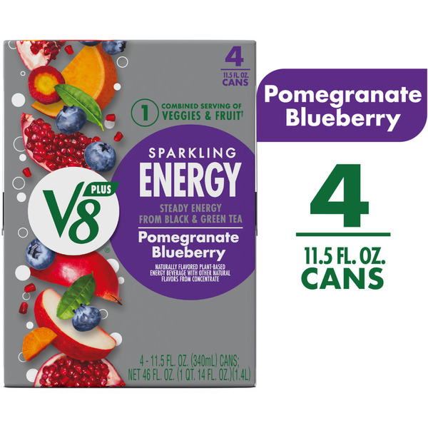 V8 +Energy Sparkling Pomegranate Blueberry Juice Energy Drink Same