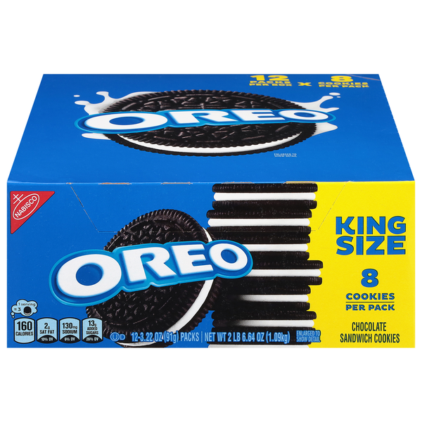 OREO Sandwich Cookies, King Size - 3.22/8ct