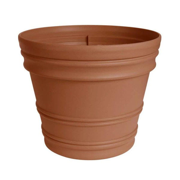 Bloem Rolled Rim 21.5 In. X 21.5 In. Terra Cotta Resin Indoor/outdoor Planter