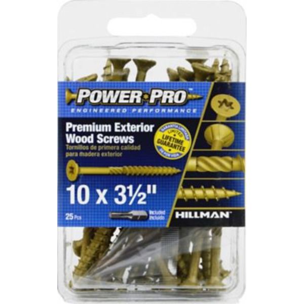 Hillman #10 x 3-1/2 in. Power Pro Premium Exterior Wood Screws, 25-Pack