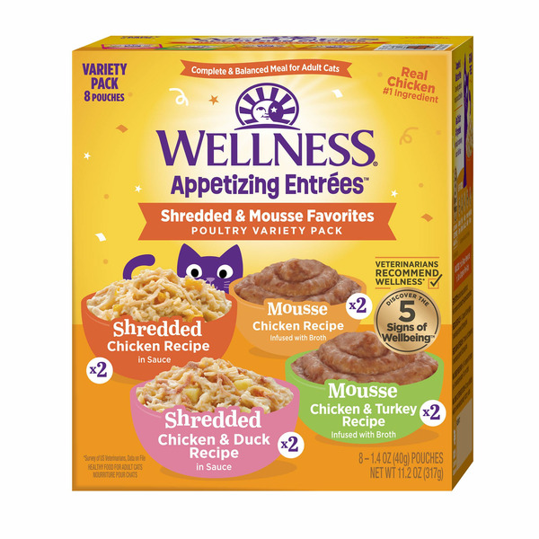 Wellness Appetizing Entrees Shredded & Mousse Favorites Adult Cat Food Variety Pack