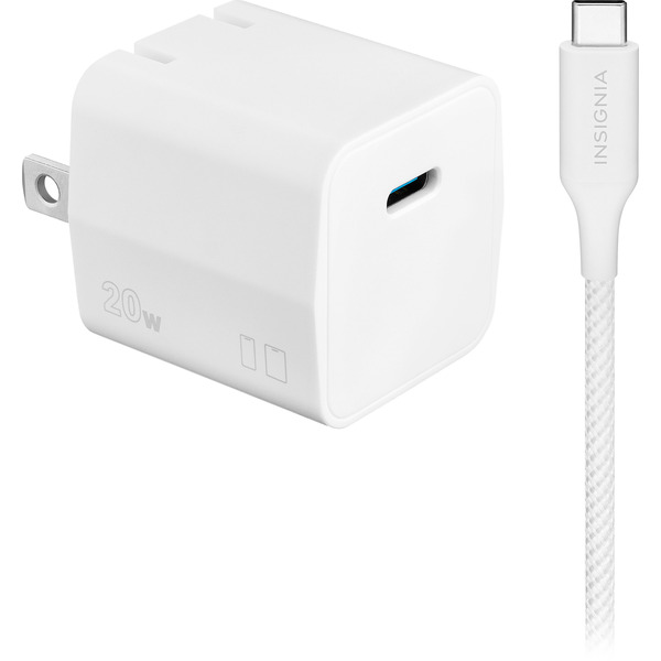 Insignia 20W USB-C Compact Wall Charger Kit for Smartphones, Tablets & More - White